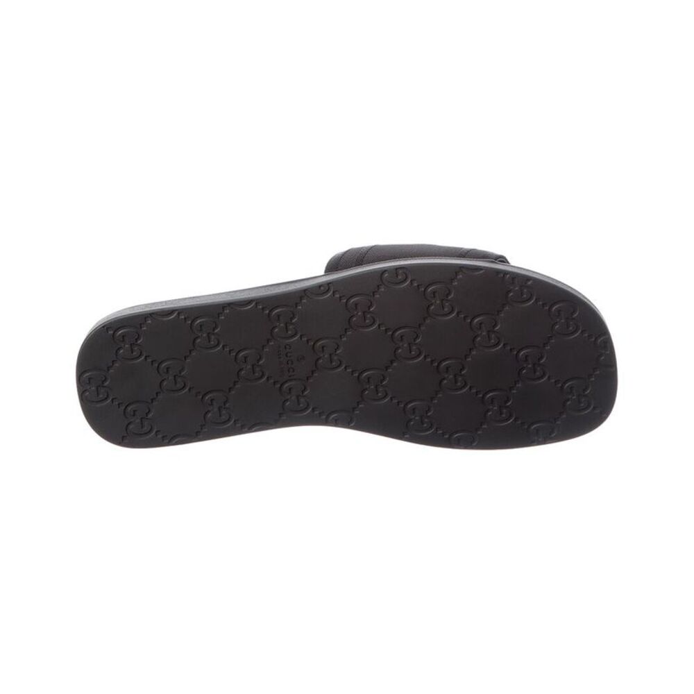 Gucci Tonal Leather Flat Sandal, Black - Picture 4 of 5